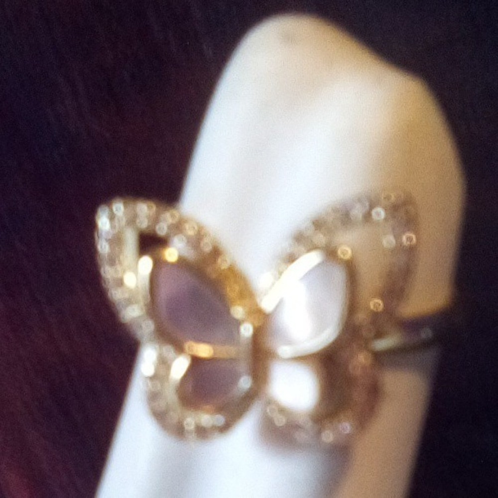 Charter Club Gold Plated Cubic Zirconia Mother of Pearl Mini Butterfly Ring  (5) - Picture 9 of 10